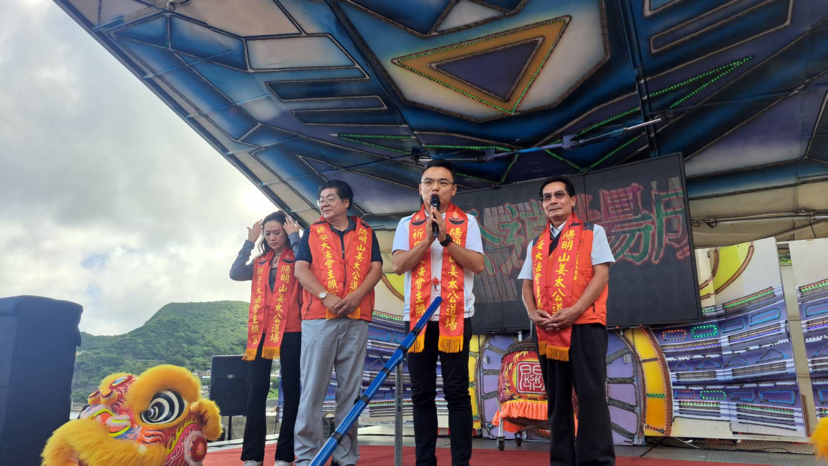 立委洪孟楷21日感謝姜太公道場助他挺過大罷免。圖/記者宋秉忠攝