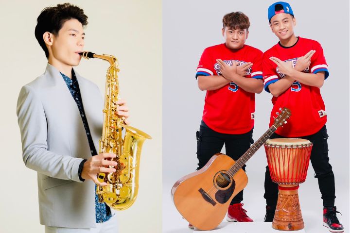 開心男團「黑旋風」（右）、薩克斯風演奏家孫維廷共同帶來精彩演出。圖/取自億光文教基金會提供