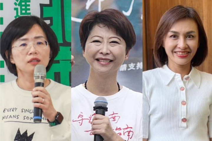 民進黨三女將，自左至右為新北的蘇巧慧、台南陳亭妃、高雄邱議瑩，可能對2026民進黨選情帶來連動效應，但也考驗賴清德智慧。圖／取自臉書