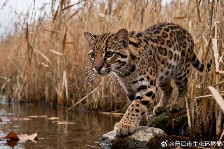 中國五千年擼貓史 唐代養豹貓 家貓由絲路傳入 3 古代農村糧倉、廚餘豐富,豹貓自然靠近人類聚落,形成長達3500年的「共棲關係」,但並未真正被馴化。圖/取自普洱市生態環境局微博