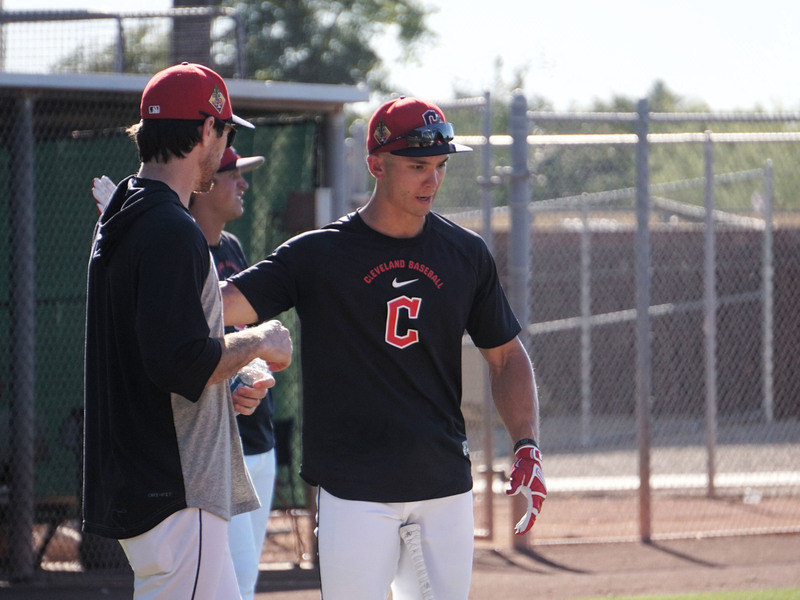 美國職棒台裔美籍外野手費爾柴德經典賽之後，克服時差與旅途勞累，重返克里夫蘭守護者隊的春訓營。圖/中央社