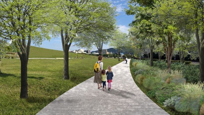 植栽升級打造濱海城市綠洲 八里文化公園2.0開工 4 《圖說》八里文化公園林蔭區模擬圖。〈高灘處提供〉